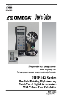 Thumbnail of document Manual - HHF142B Rotating Metal Vane Anemometer Kit w/Volume Flow